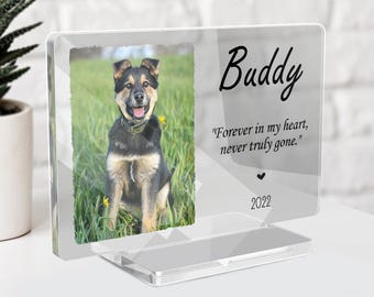 Personalized Pet Memorial Acrylic Photo Block: Dog Sympathy Gift