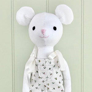 One Of A Kind Stuffed Animal, Organic Eco-Friendly, Nature Themed Playroom, Plastic Free Simple Toy, Easy Mouse Sewing Pattern For Beginners