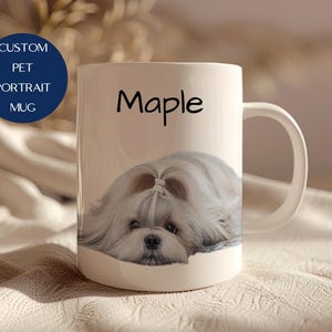 Dog Mug, Custom Pet Portrait Mug with Name, Animal Lover Gift, Birthday Gift, Personalized Dog Photo Gift, Dog Gift, Custom Pet Mug