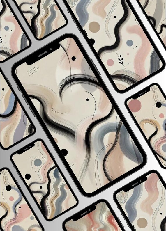5 Pack Abstract Phone Wallpaper, Calm Aesthetic, BoHo, Neutral Colour, Digital, High Quality, Instant Download, Iphone Background, Android.