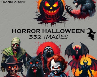 Watercolor Halloween Clipart Gothic Skull PNG Dark Spooky Art 332 Digital Download