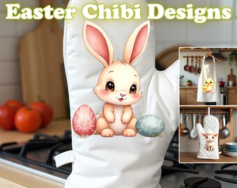 Easter Clipart Chibi Bunny PNG Spring Egg Cute Party Art 130 Digital Download