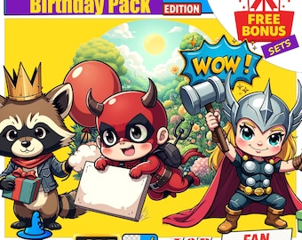 Superhero Dad Gift Clipart Chibi Hero PNG Birthday Party 200 Digital Download