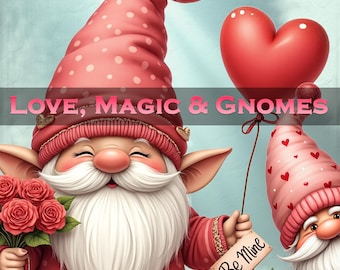 Valentine Clipart Gnome PNG Love Heart Cute Romantic Art 140 Digital Download