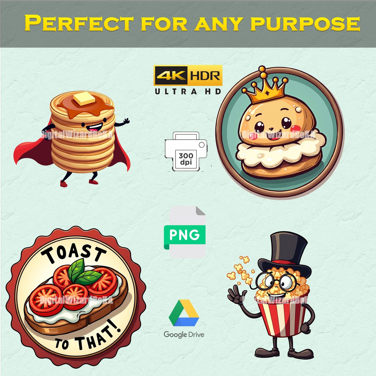 Fun Food Graphics Kawaii Food Clipart Cute Snack PNG Restaurant Sticker Art 110 Digital ...