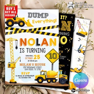 Editable Construction Birthday Invitation, Construction Birthday Invitation, Construction Birthday Invite, Construction Invitation