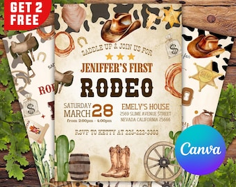 First Rodeo Birthday Invitation Boy, Rodeo 1st Birthday Invite, Cowboy Western Birthday Invitation, Western Invite Boy, Rodeo Birthday