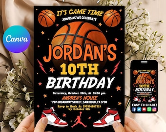 Editable Basketball Birthday Invite, Basketball Invitation, Basketball Birthday Invitation, Basketball Invite, Basketball, Basketball