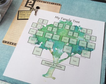 Family Tree- Digital Download Template- painted tree