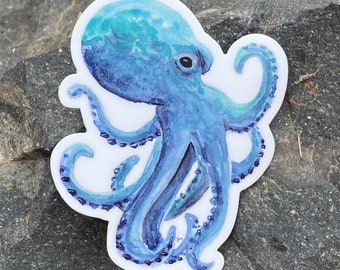 Sticker- Watercolor Octopus  3″ FREE Shipping