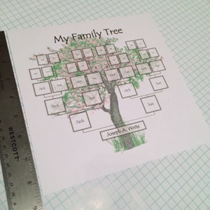 Family Tree Digital Download Template Great in Scrapbooking or School Projects Pink flower tree image 4