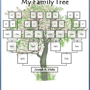 Family Tree Digital Download Template Great in Scrapbooking or School Projects Pink flower tree image 5