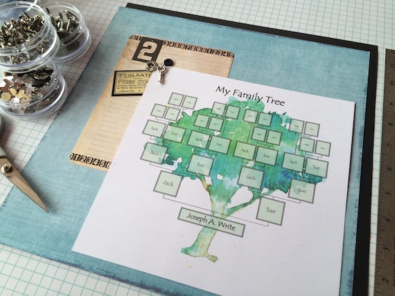Family Tree- Digital Download Template- painted tree