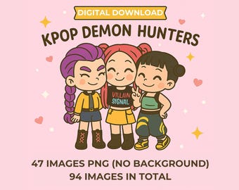 Kpop デーモンハンター クリップアートパック – PNG画像47枚（背景あり