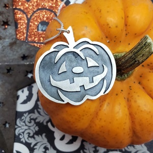 Silver Jack-o'lantern Necklace Handmade image 3