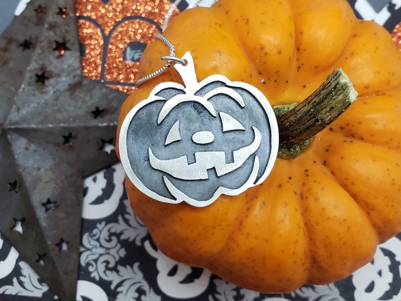 Silver Jack-o'lantern Necklace Handmade image 3