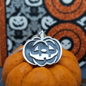 Silver Jack-o'lantern Necklace Handmade image 1