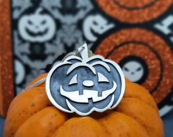 Silver Jack-o'-lantern Necklace Handmade