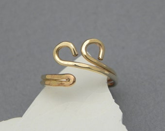 Fancy Gold-Filled Toe Ring - Swirly Wire Wrapped Yellow Toe Ring