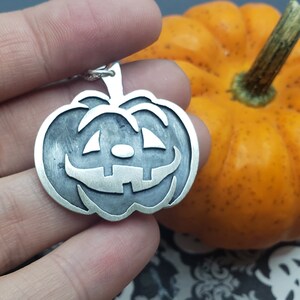 Silver Jack-o'lantern Necklace Handmade image 2