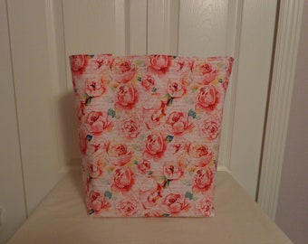 Floral Lined Fabric Market Shopping Tote Bag