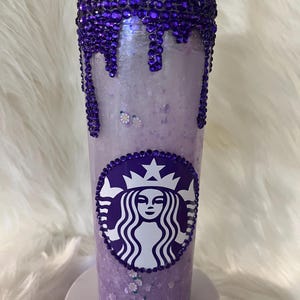 Purple Snow-Globe Tumbler with purple drip