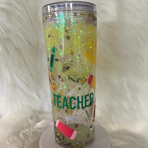 teacher snow-globe tumbler
