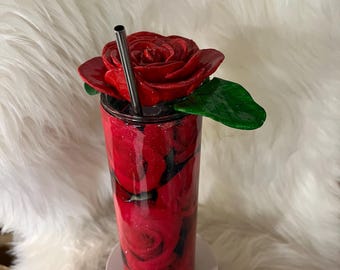 Gobelet rose 3D avec couvercle