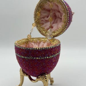 Red Beaded Egg Trinket Box - Perfect unique one of a kind Christmas Gift.