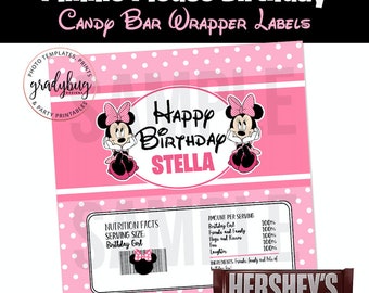 Printable Minnie Mouse Birthday Candy Bar Wrapper Chevron | Etsy