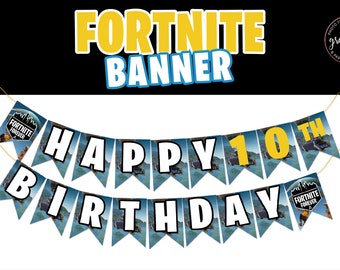 fortnite party banner fortnite printable boys birthday xbox birthday party printable banner fortnite party instant download - free printable fortnite birthday banner