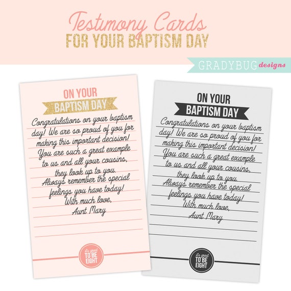LDS Boy Baptism Testimony Cards Baptism Printable Pink and Etsy