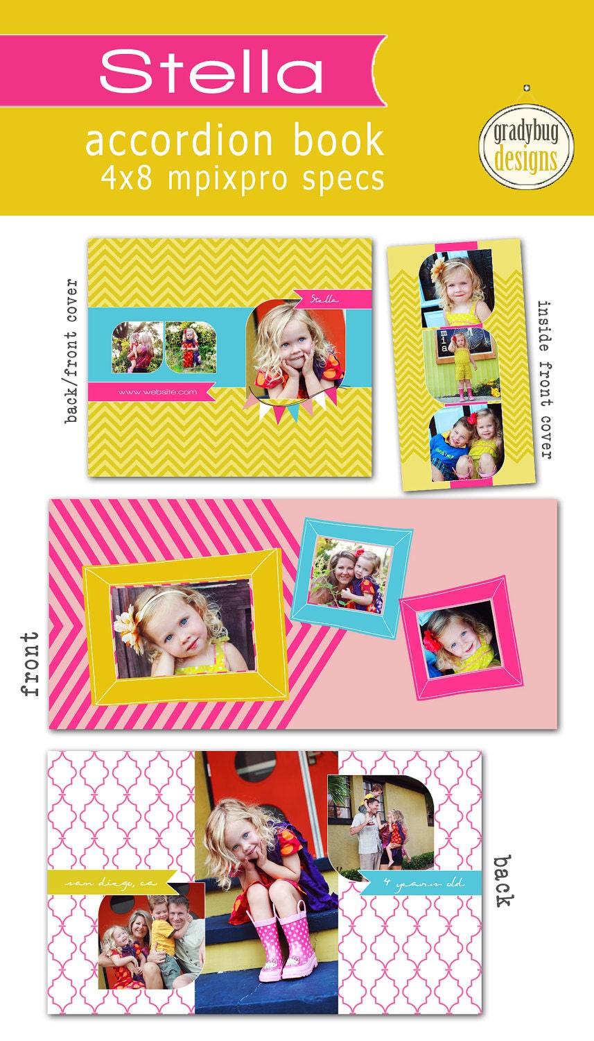 STELLA Accordion Book Template 4 inches x 8 inches Etsy STELLA Accordion Book Template 4 inches x 8 inches Etsy