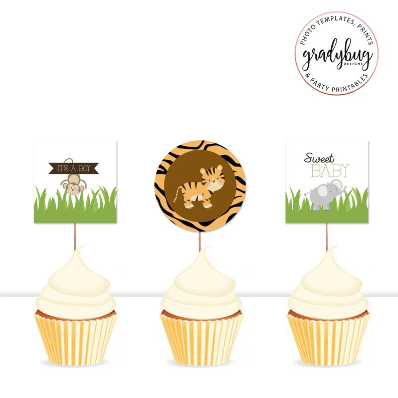 Jungle Baby Shower Cupcake Toppers Jungle Printable Baby Etsy Jungle Baby Shower Cupcake Toppers Jungle Printable Baby Etsy