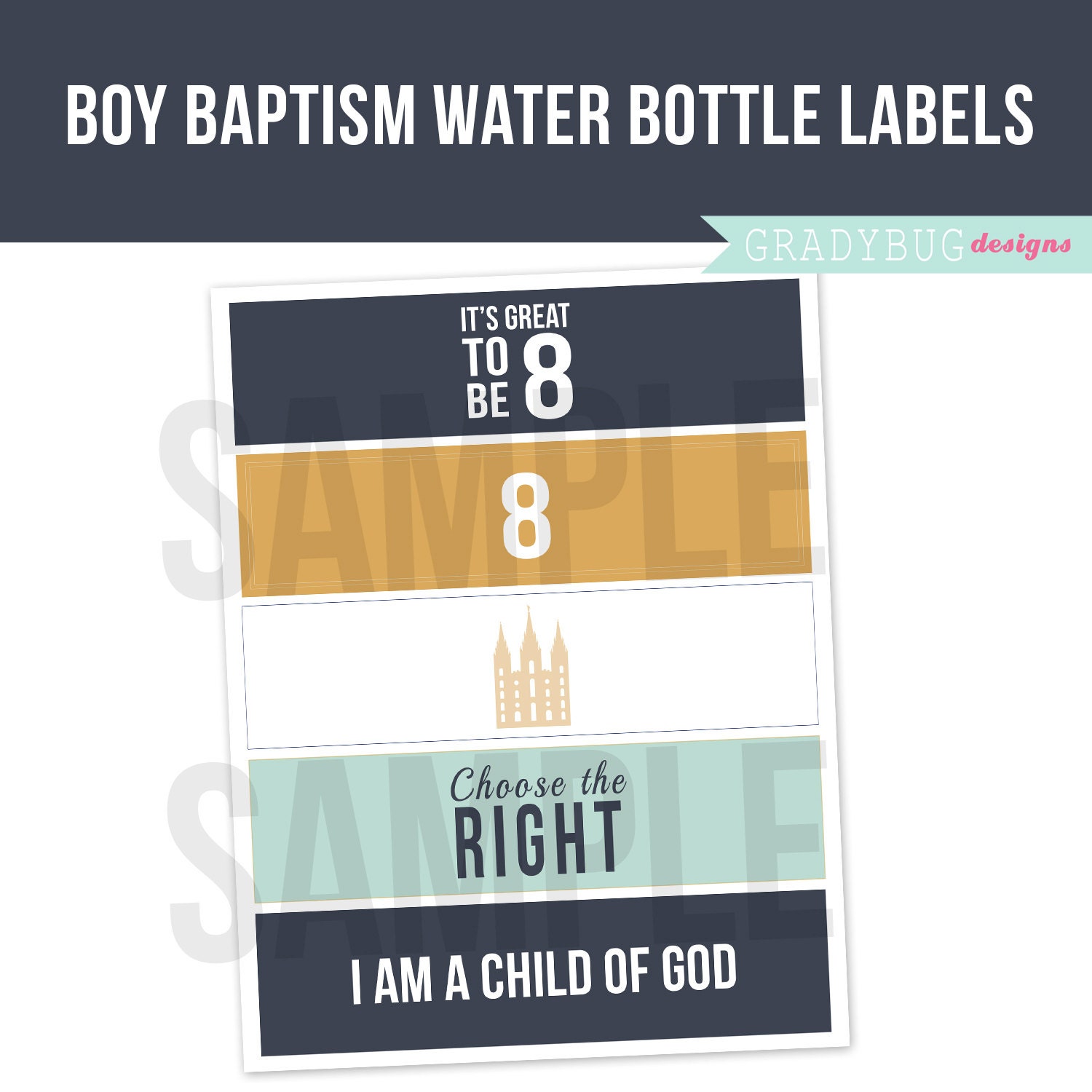 LDS Boy Baptism Water Bottle Labels Printable Drink Wrappers Etsy