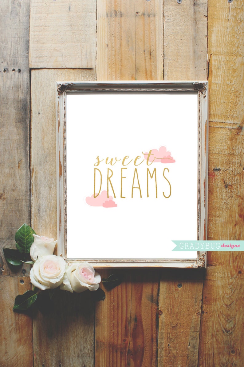 sweet dreams wall decor quote printable clouds nursery etsy