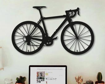 Bicycle Metal Wall Art – Road Bike Silhouette Decor, Garage & Man Cave Wall Sculpture