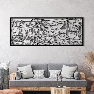 Guernica Pablo Picasso Metal Wall Art Cubic Metal Art Unique Modern Home Decor Guernica Painting Artwork Stylish Living Room Metal Line Art