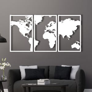 3 stuks wereldkaart muurkunst metaaldecor | Grote wereldkaartdecor | Home Cadeau voor reizigers | Kerstcadeau| Housewarmingcadeau| Kantoorinrichting