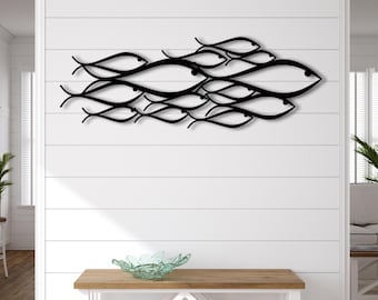 Decorazione murale in metallo con pesci/Decorazione murale con banco di pesci/Decorazione murale in metallo con famiglia di pesci/Decorazione murale con pesci/Decorazione murale con regalo di Natale