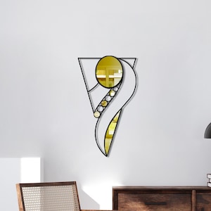 Abstract Geometric Wall Art Modern Gold Mirror Plexiglass Wall Decor For Elegant Interiors,  Maximalist Decor, Irregular Mirror Wall Decor