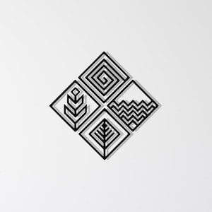 Metal Four Elements Minimalist Wall Art 4 Elements Symbols Wall Decor, Fire, Water, Earth, Air Metal Sign Four Elements Metal Wall Art