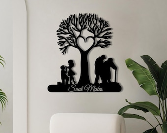Soulmate Baum Metall Wand Kunst | Jubiläumsgeschenk