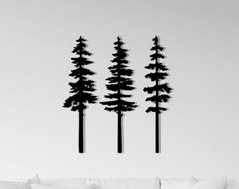 Oversized Metal Pine Tree Wall Art: Nature-Inspired Forest Decor