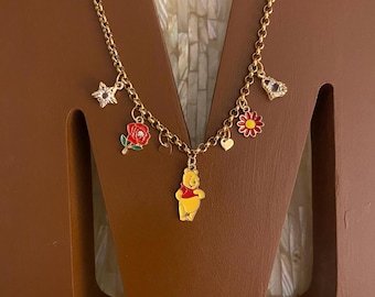 Disney Winnie the Pooh Charm Necklace, Gold Tone Chain