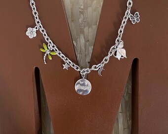 If You Can Dream Charm Necklace: Vintage and Modern Charms, Silver Tone