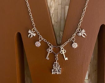 My Heart Belongs to the Magic silver tone adjustable charm necklace with 7 charms