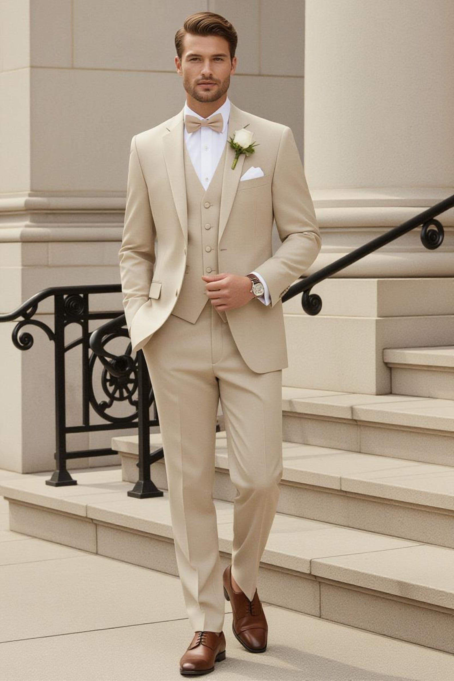 Black and White Tuxedo - Two Toned - Wedding or Prom Besom Pockets Suit