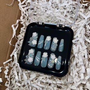 Luxe Blue 3D Butterfly Coffin Press On Nail Kit