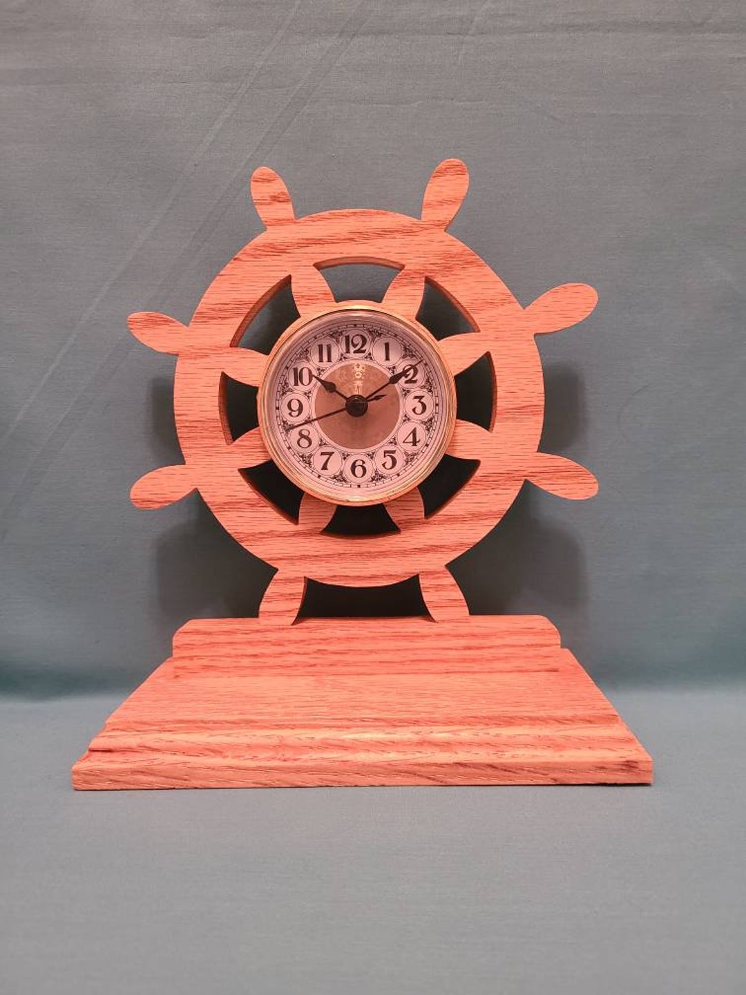 Ship Wheel Clock Hand Crafted From Oak With a Scroll Saw Etsy